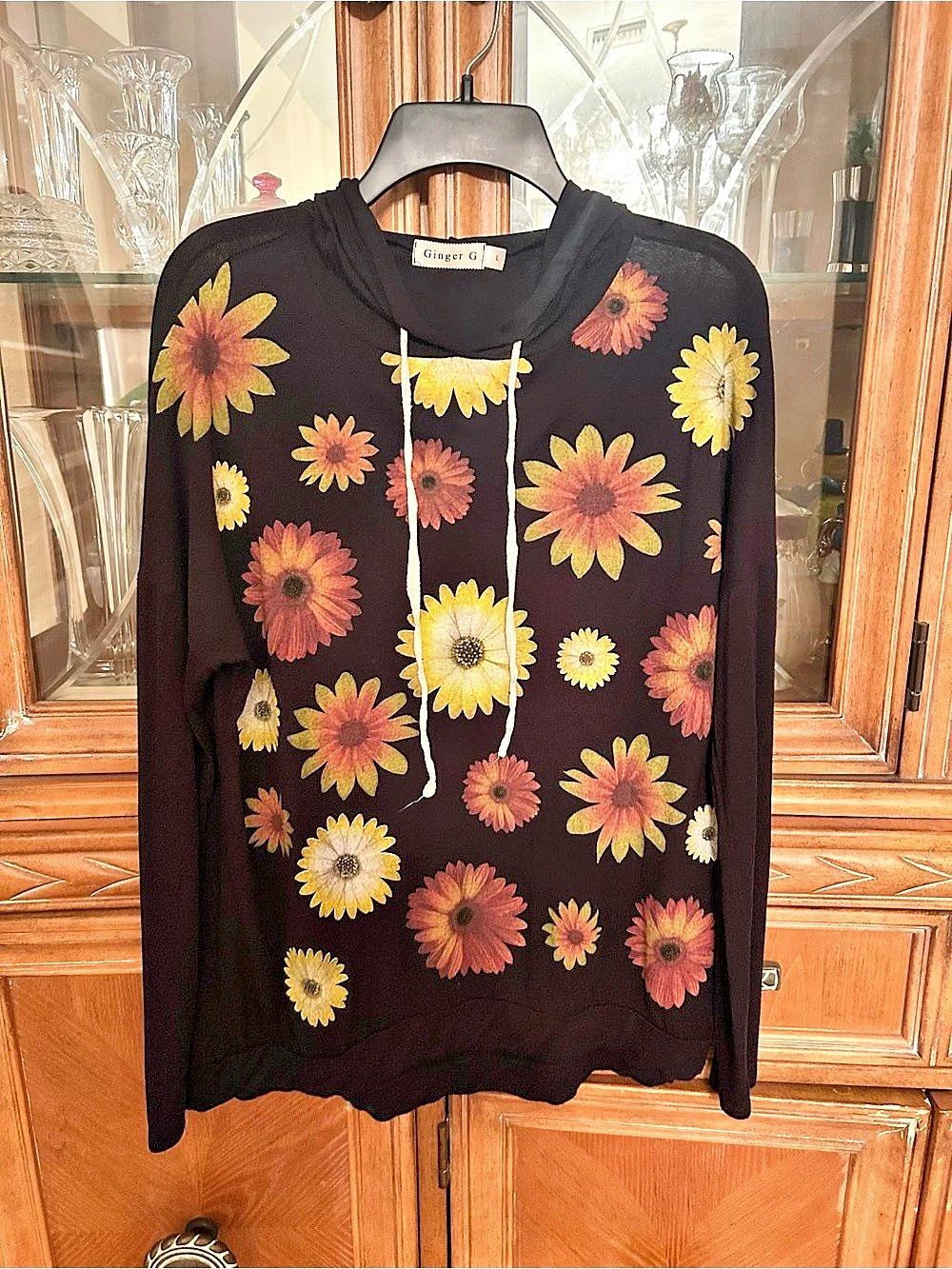 Ginger G Lightweight Floral Long Sleeve Hoodie
